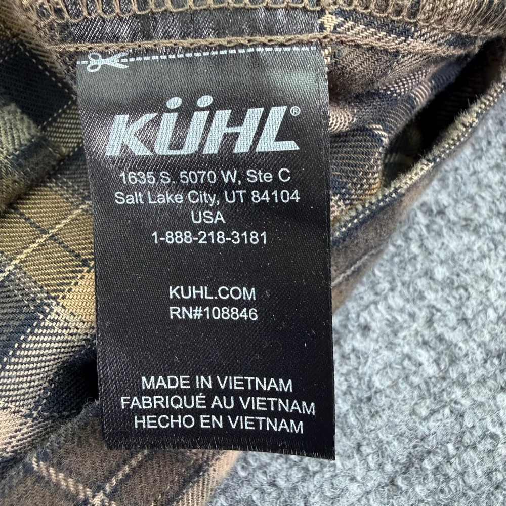 Kuhl Flannel Shirt Mens XL Brown Plaid Dillingr Cotton Tencel Soft Button Up - Picture 5 of 12
